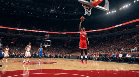 NBA篮球比赛现场球员上篮瞬间与观众席画面
